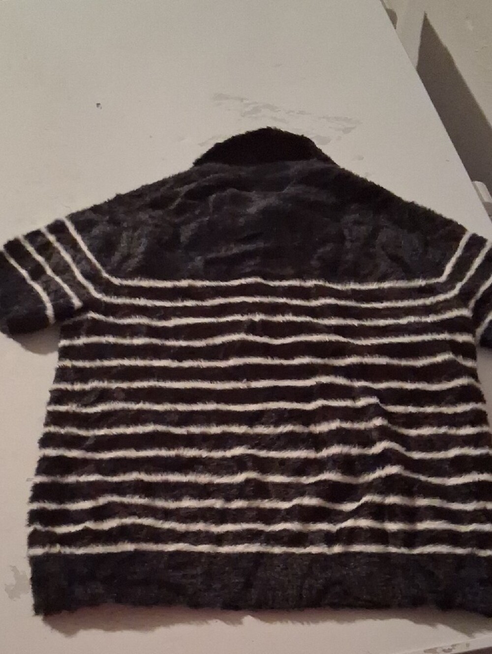 NWT Striped Knit Short-Sleeve Polo Sweater Black White S - Picture 7 of 7